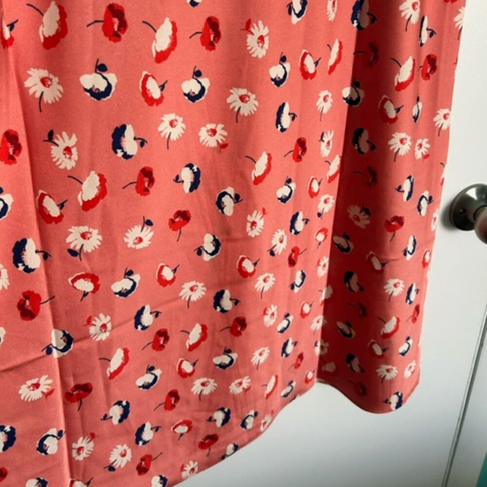 LOFT Floral coral Skirt L - Picture 5 of 6